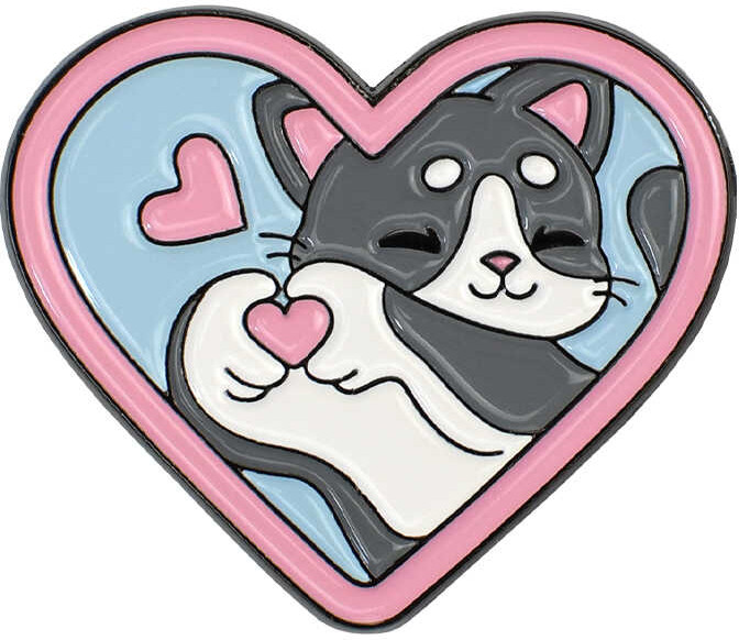 Значок-пин «Влюбленный котик» | Котики и друзья | Феникс +