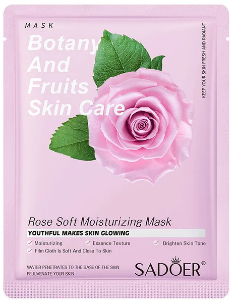 Маска для лица тканевая с экстраком розы «Rose Soft Moisturizing Fasial Mask» | SADOER