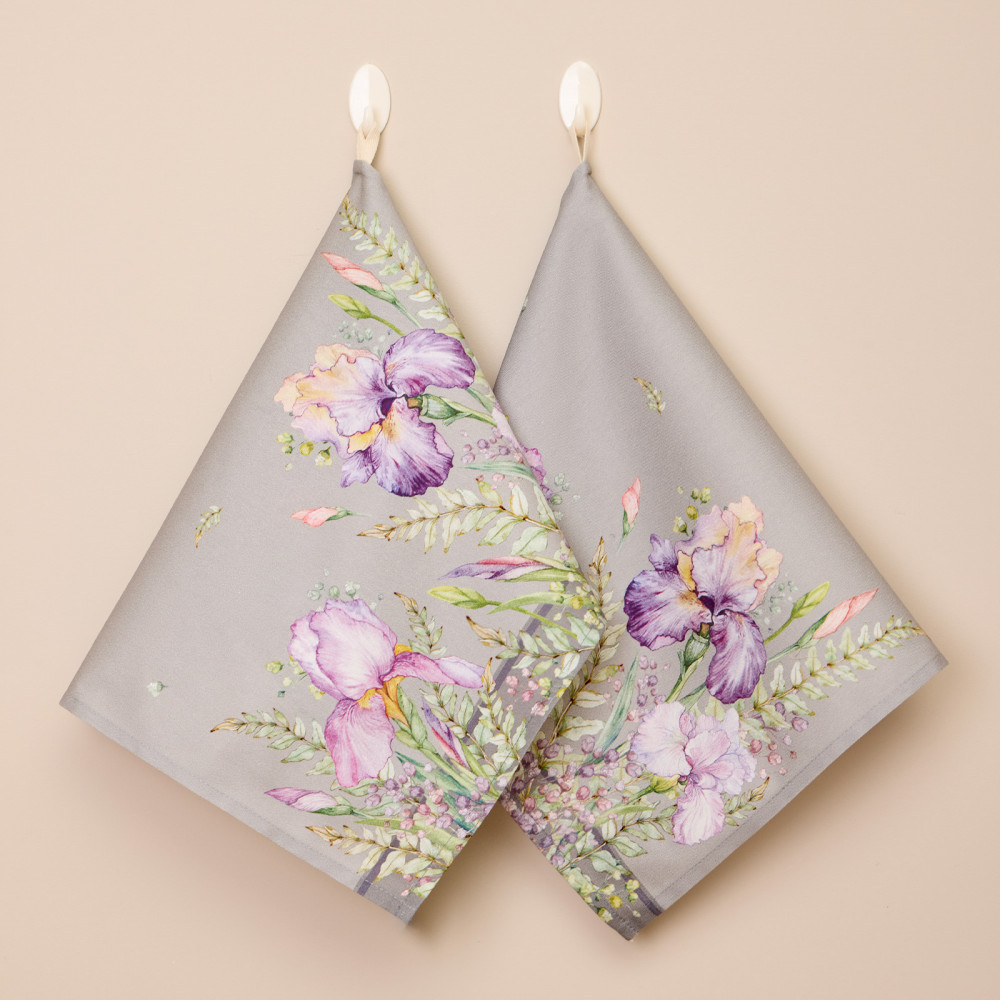 Набор полотенец кухонных «Irises Grey» | Irises Grey | Santalino