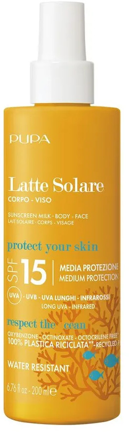 Молочко для лица и тела солнцезащитное «Latte Solare» SPF15 | Pupa