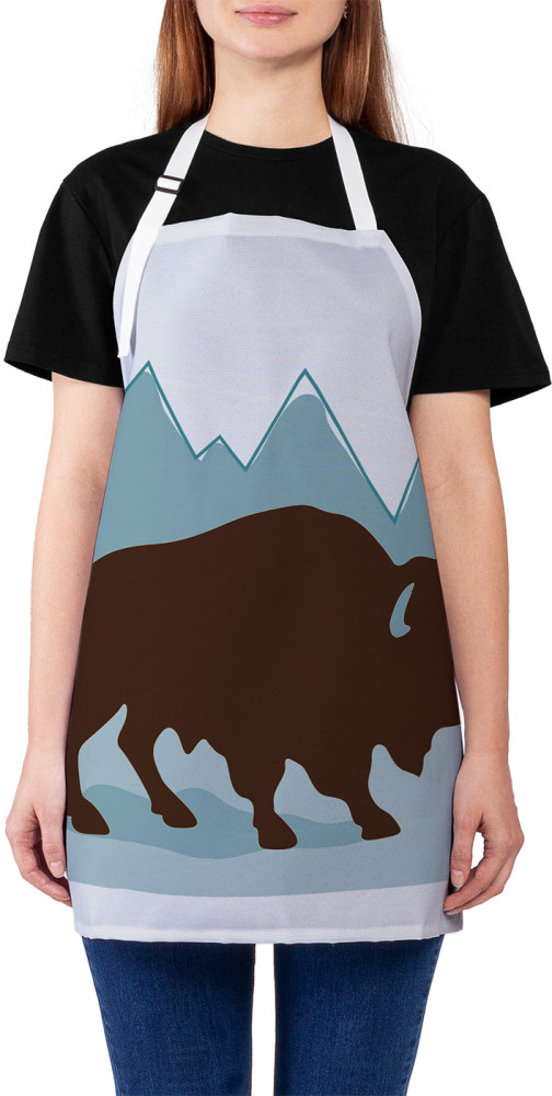 Фартук для кухни «Бизон возле гор» | JoyArty