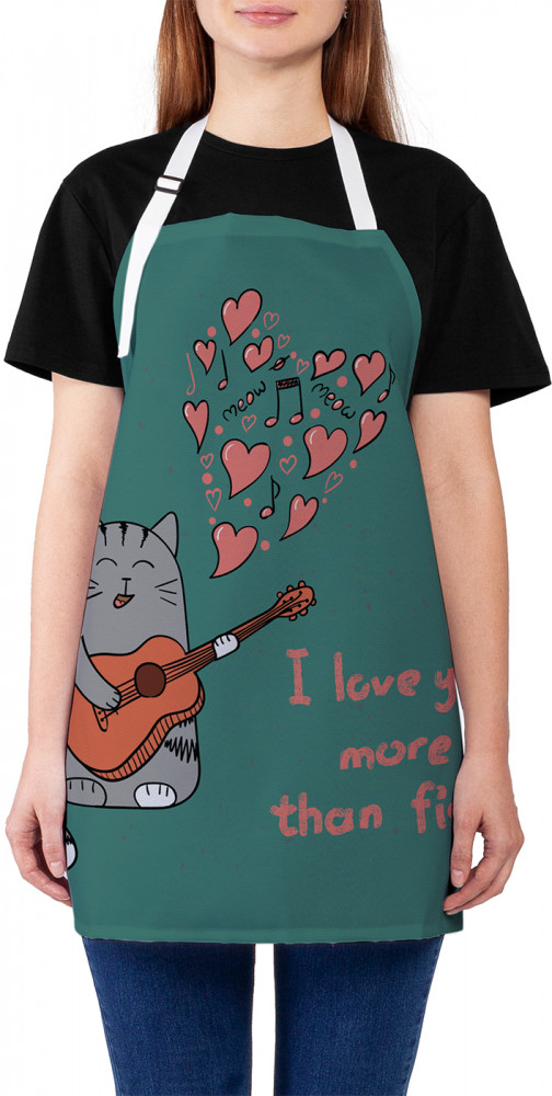 Фартук для кухни «Влюбленный кот-гитарист» | JoyArty