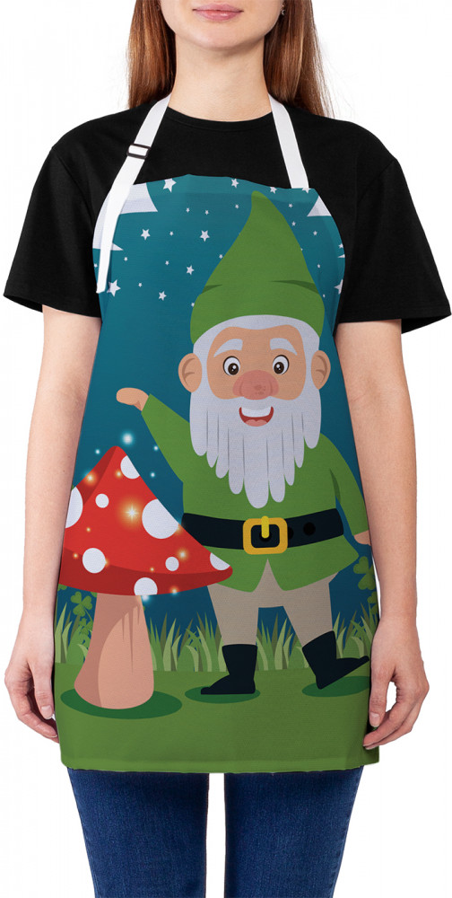 Фартук для кухни «Гномик у гриба» | JoyArty
