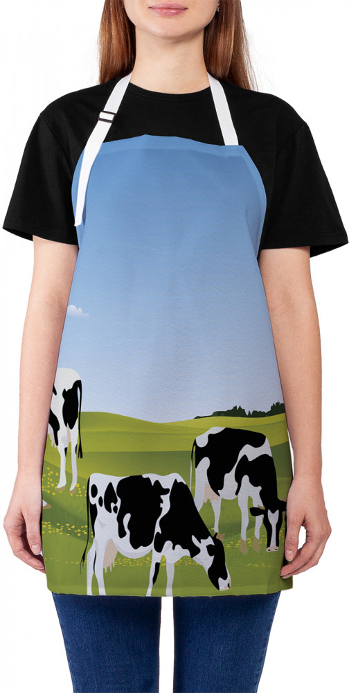 Фартук для кухни «Коровы на выпасе» | JoyArty