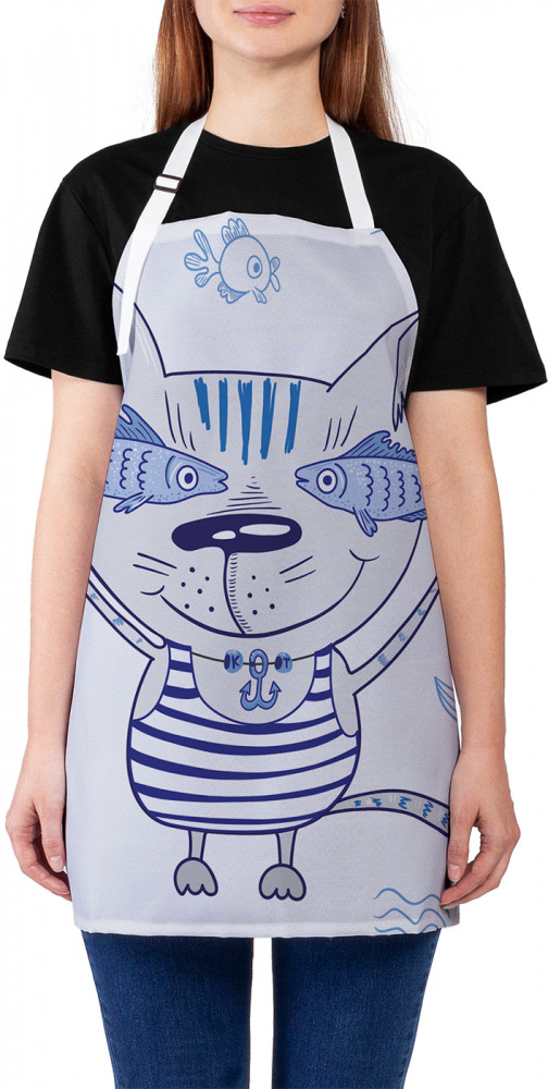 Фартук для кухни «Кот с рыбными очками» | JoyArty