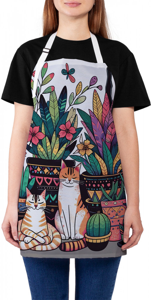 Фартук для кухни «Коты и кактусы» | JoyArty