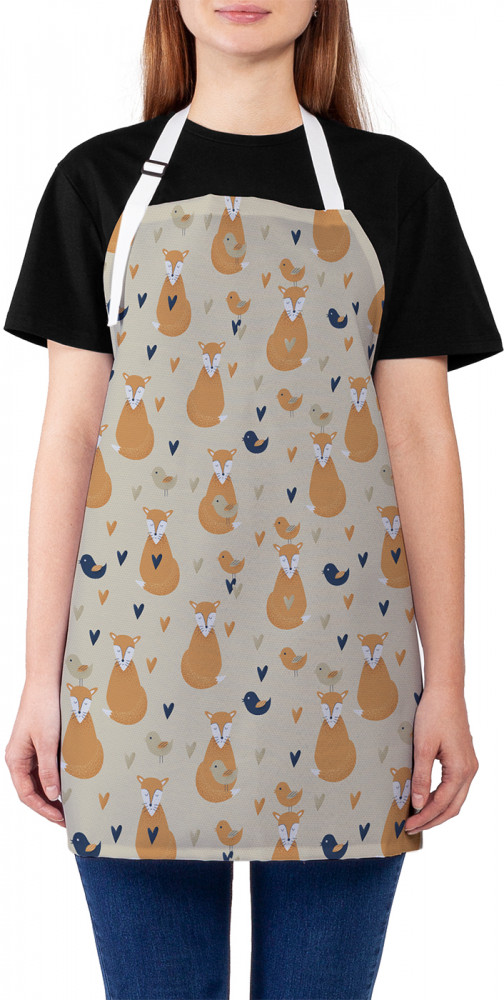 Фартук для кухни «Лисица и птичка наив» | JoyArty
