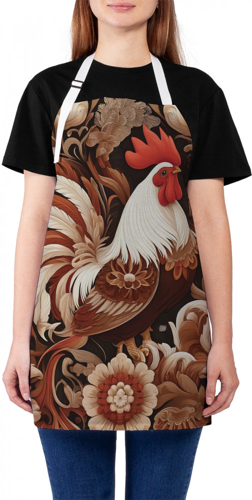 Фартук для кухни «Петух в цветах» | JoyArty