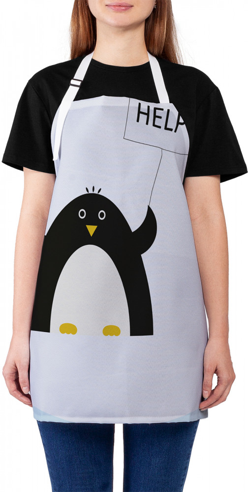 Фартук для кухни «Пингвин просит помощи» | JoyArty