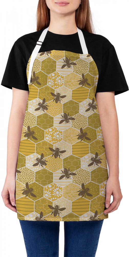 Фартук для кухни «Пчелиные соты в стиле пэчворк» | JoyArty