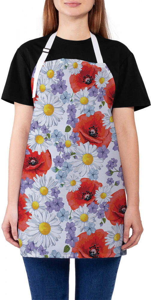 Фартук для кухни «Ромашки и маки» | JoyArty