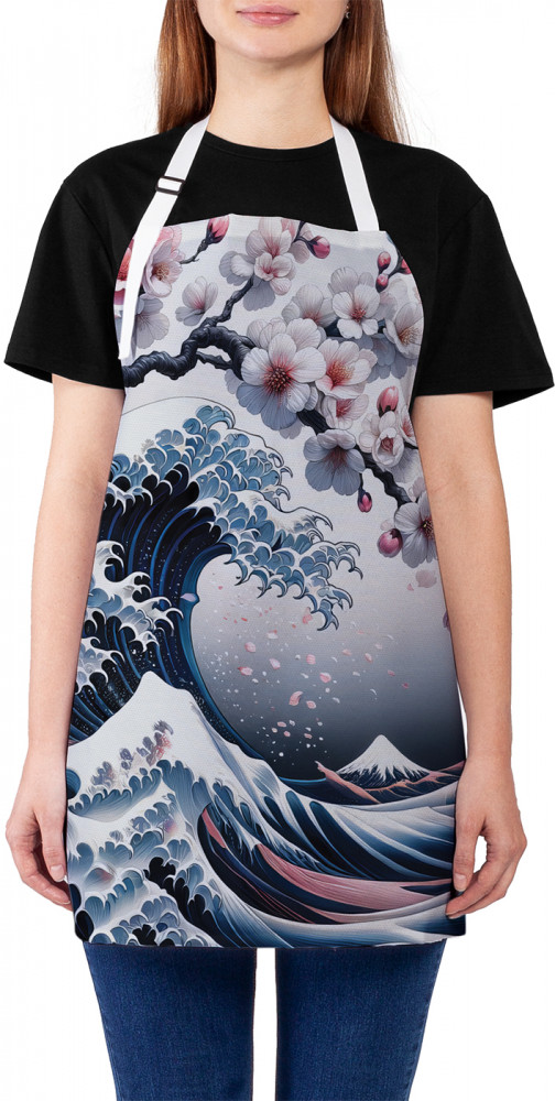 Фартук для кухни «Сакура над волной» | JoyArty