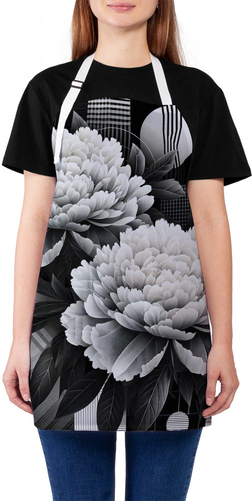 Фартук для кухни «Серые пионы» | JoyArty