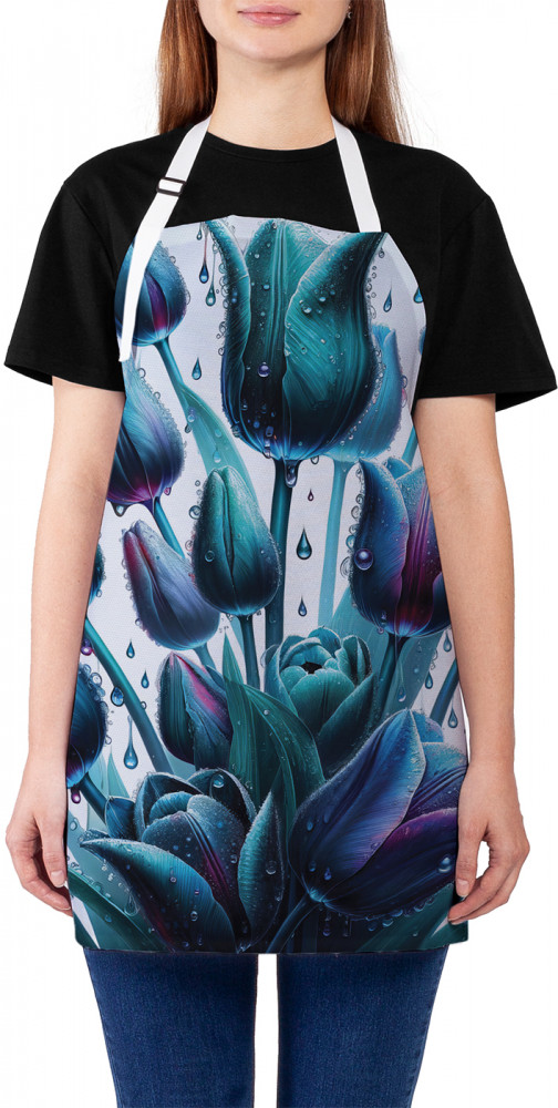 Фартук для кухни «Синие тюльпаны» | JoyArty
