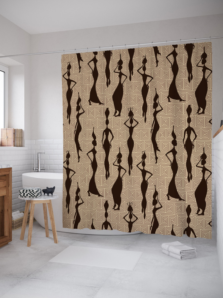 Штора для ванной с водоотталкивающей пропиткой «Африканские красотки» | JoyArty