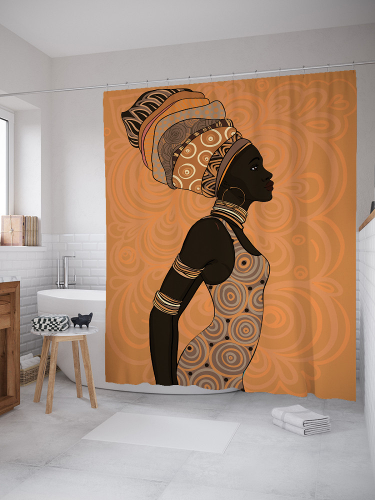 Штора для ванной с водоотталкивающей пропиткой «Жительница Африки» | JoyArty