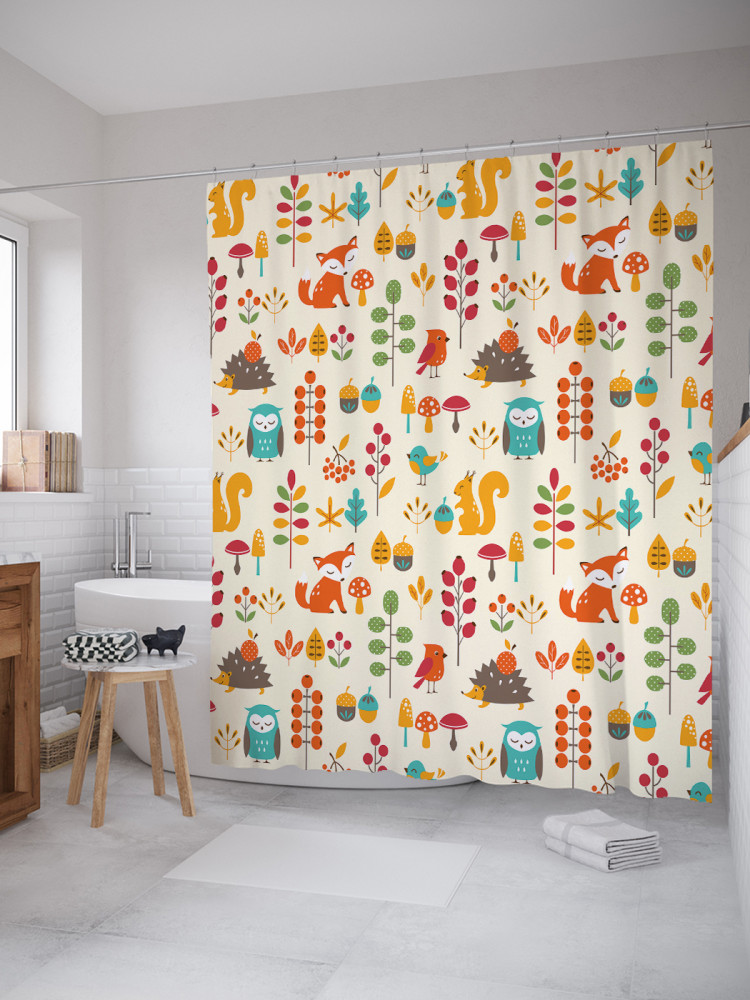 Штора для ванной с водоотталкивающей пропиткой «Зверята-ребята» | JoyArty