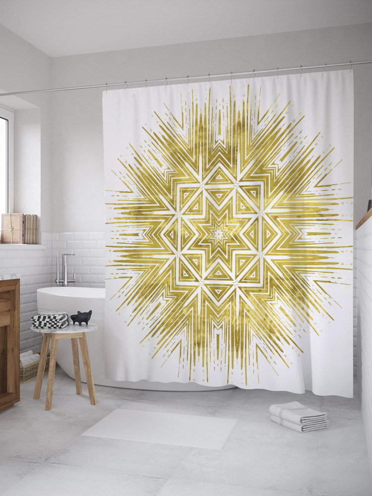 Штора для ванной с водоотталкивающей пропиткой «Золотой огонек» | JoyArty