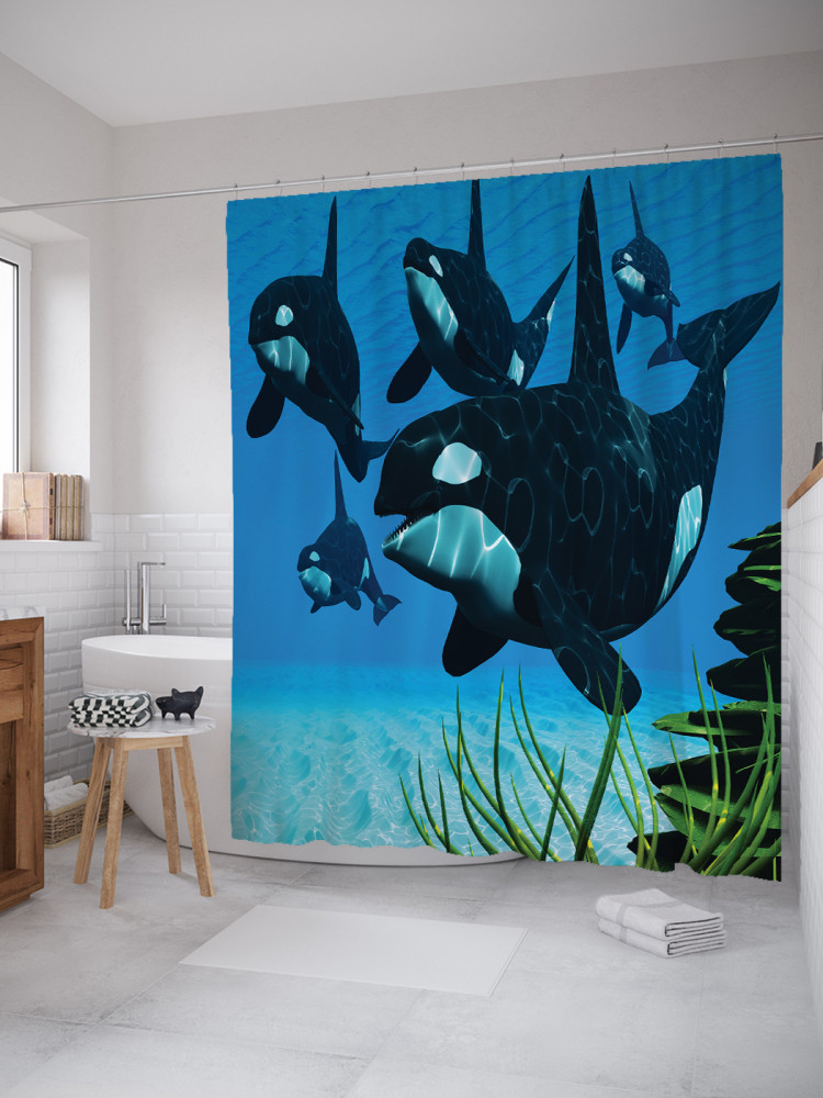 Штора для ванной с водоотталкивающей пропиткой «Касатки» | JoyArty