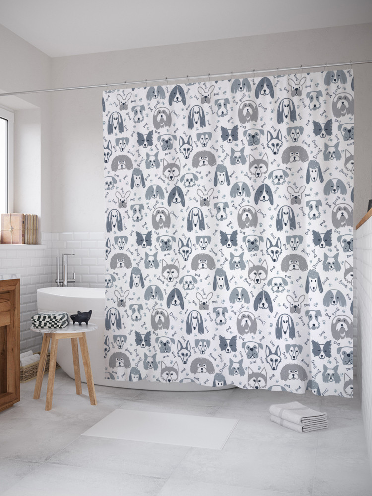 Штора для ванной с водоотталкивающей пропиткой «Косточки для собак» | JoyArty