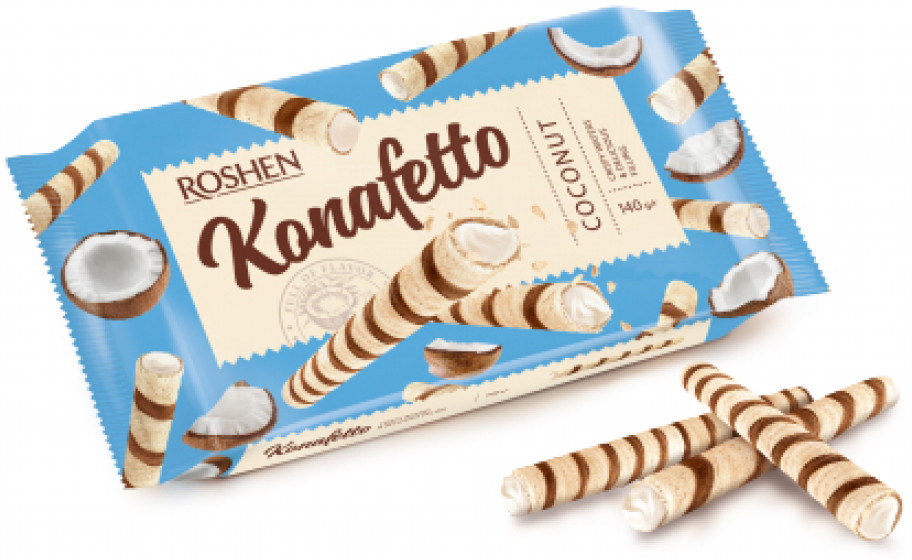 Вафельные трубочки с кокосовой начинкой «Konafetto» | Roshen