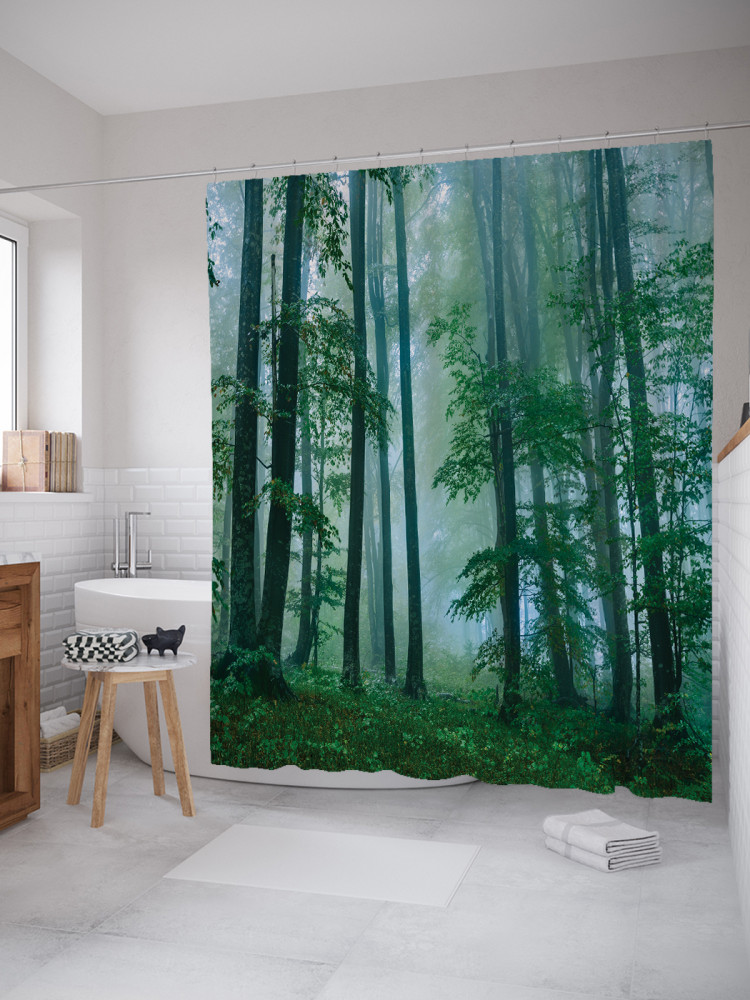 Штора для ванной с водоотталкивающей пропиткой «Лесное сокровище» | JoyArty