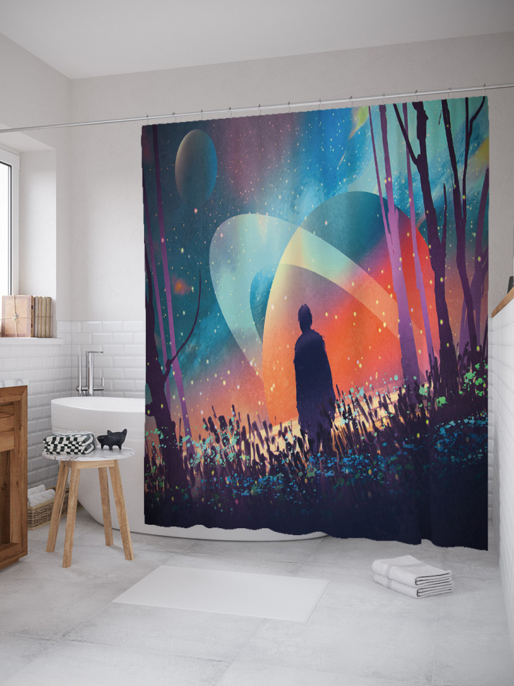 Штора для ванной с водоотталкивающей пропиткой «Мой космос» | JoyArty