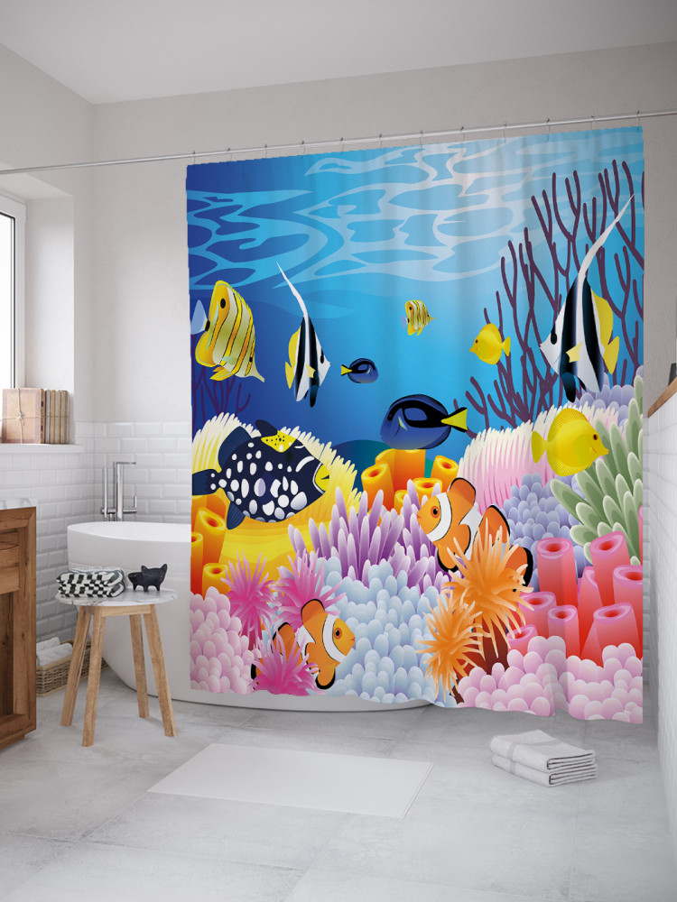 Штора для ванной с водоотталкивающей пропиткой «Морской уют» | JoyArty