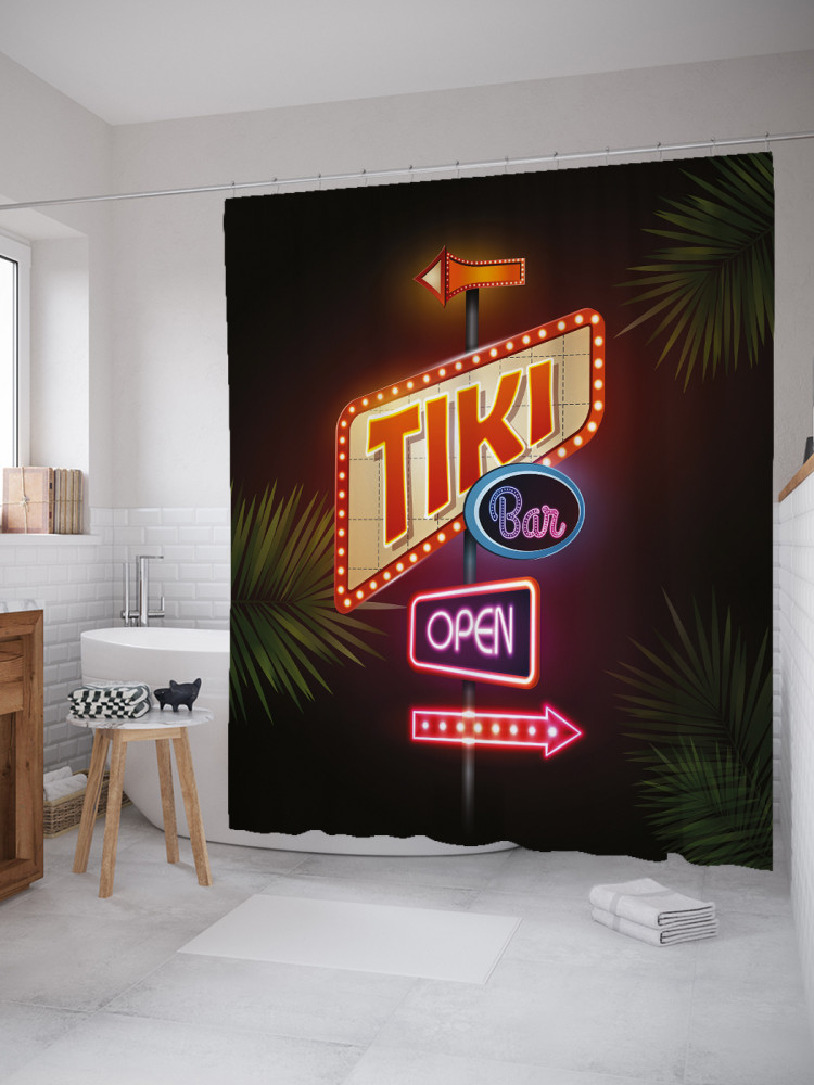 Штора для ванной с водоотталкивающей пропиткой «Направление в бар» | JoyArty