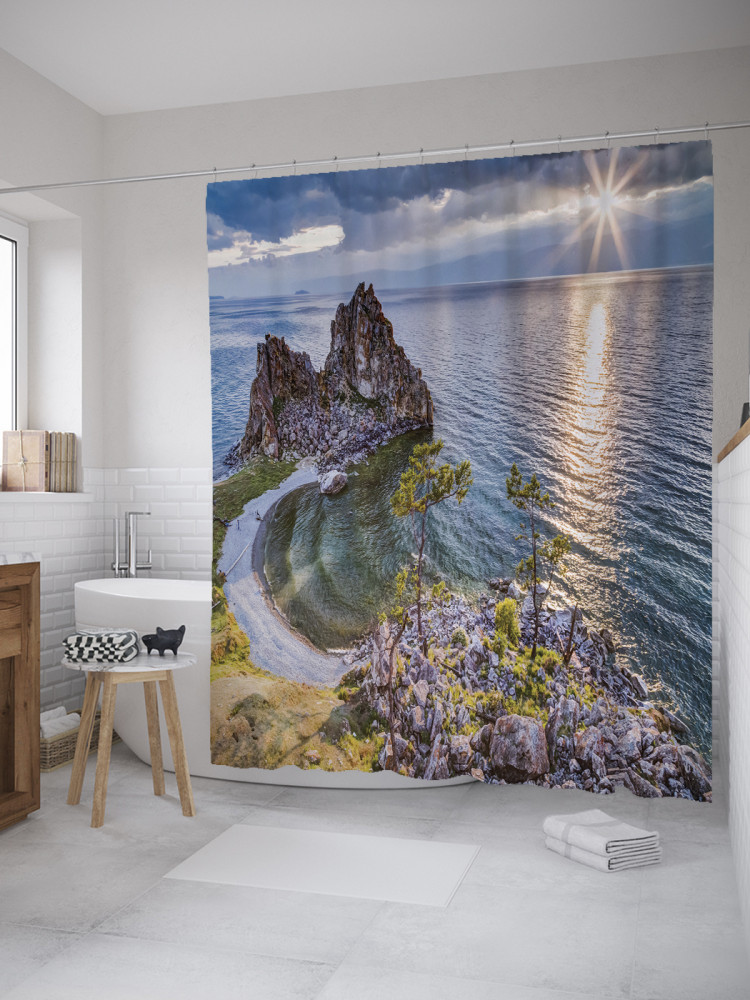 Штора для ванной с водоотталкивающей пропиткой «Озеро Байкал» | JoyArty