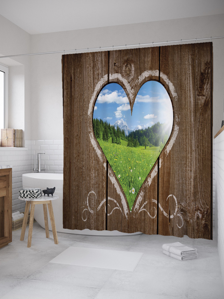 Штора для ванной с водоотталкивающей пропиткой «Окошко из клозета» | JoyArty