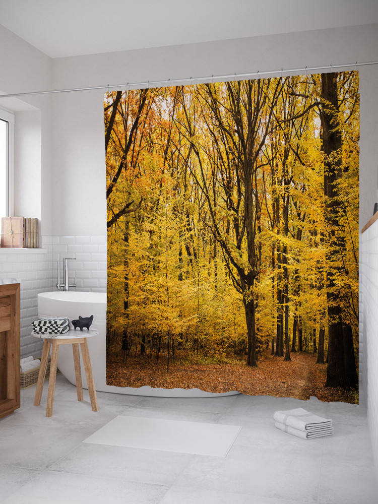 Штора для ванной с водоотталкивающей пропиткой «Осенняя прогулка» | JoyArty