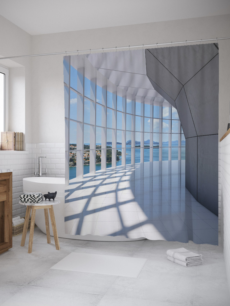 Штора для ванной с водоотталкивающей пропиткой «Прогулочная веранда» | JoyArty