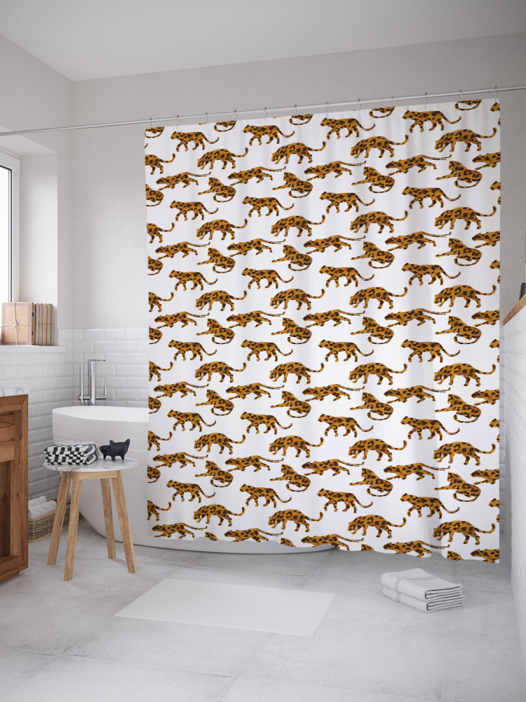 Штора для ванной с водоотталкивающей пропиткой «Пятнистый леопард» | JoyArty