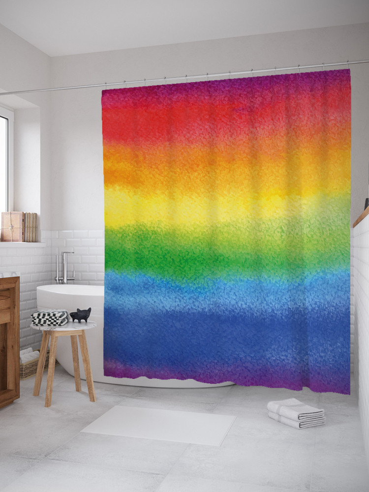 Штора для ванной с водоотталкивающей пропиткой «Радужное размытие» | JoyArty