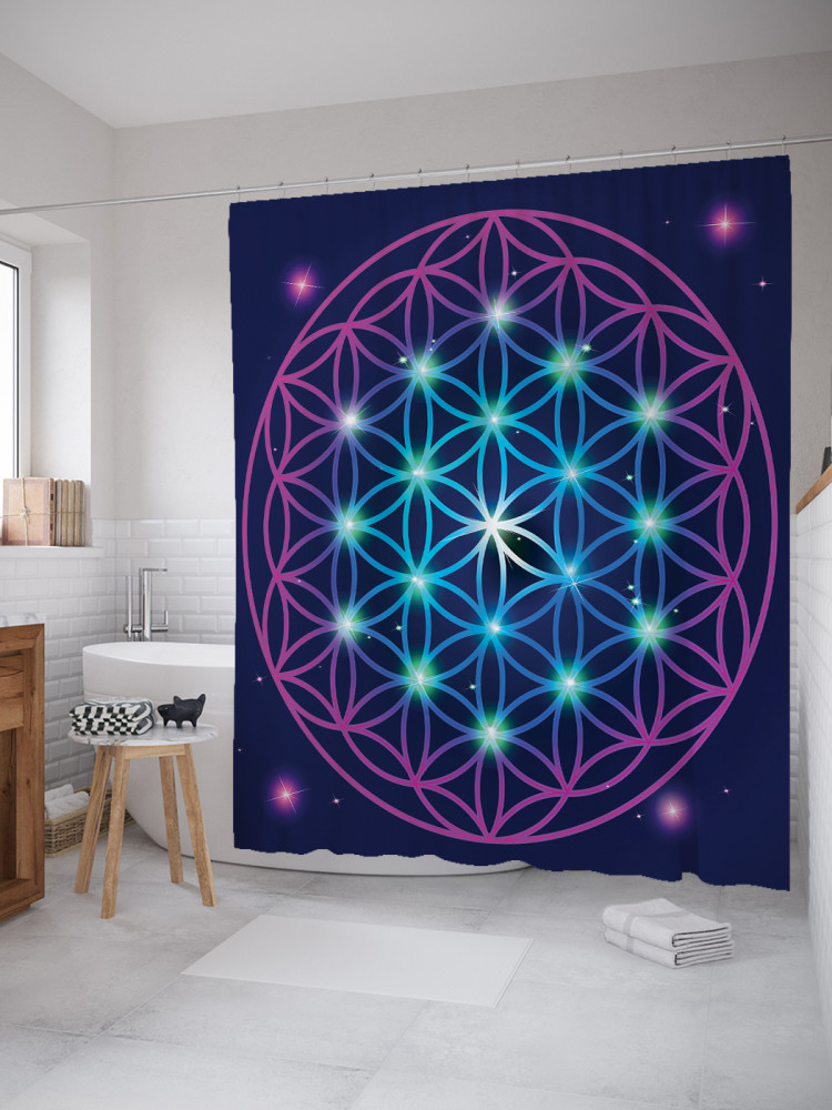 Штора для ванной с водоотталкивающей пропиткой «Сакральный цветок» | JoyArty