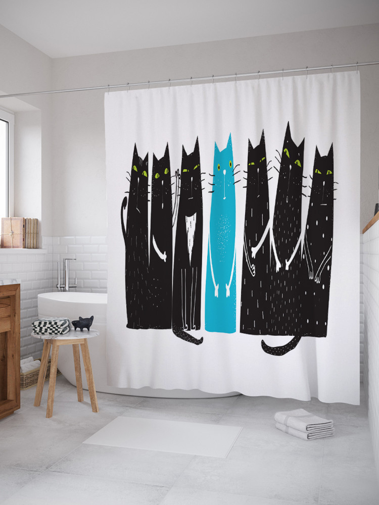 Штора для ванной с водоотталкивающей пропиткой «Смешные кошки» | JoyArty