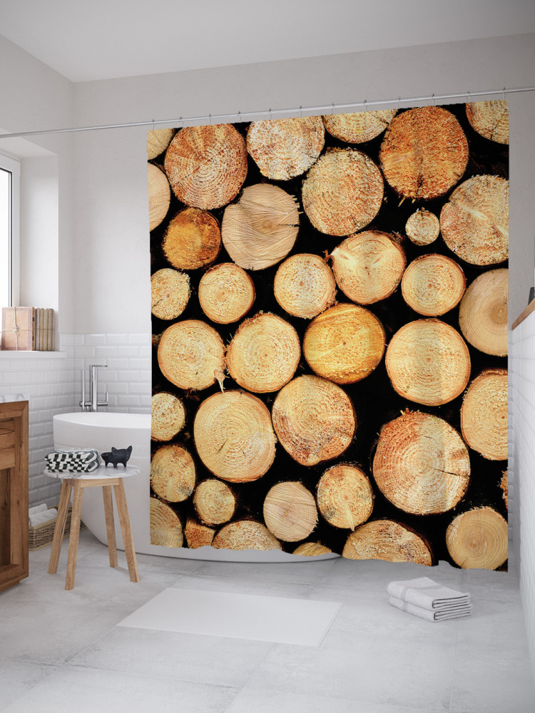 Штора для ванной с водоотталкивающей пропиткой «Спил деревьев» | JoyArty