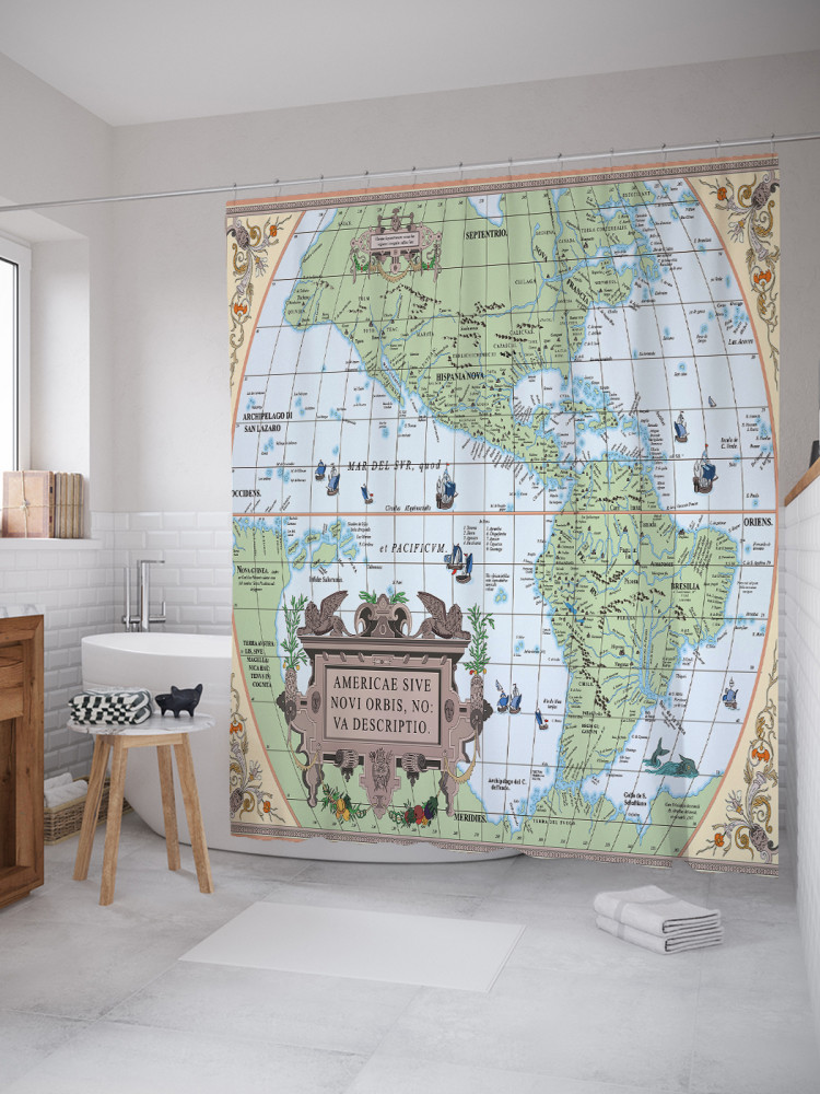 Штора для ванной с водоотталкивающей пропиткой «Старая карта» | JoyArty