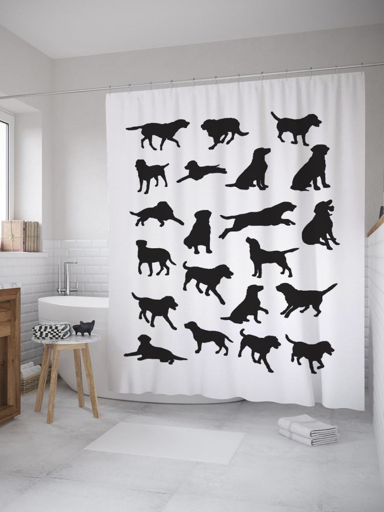 Штора для ванной с водоотталкивающей пропиткой «Трафареты собак» | JoyArty