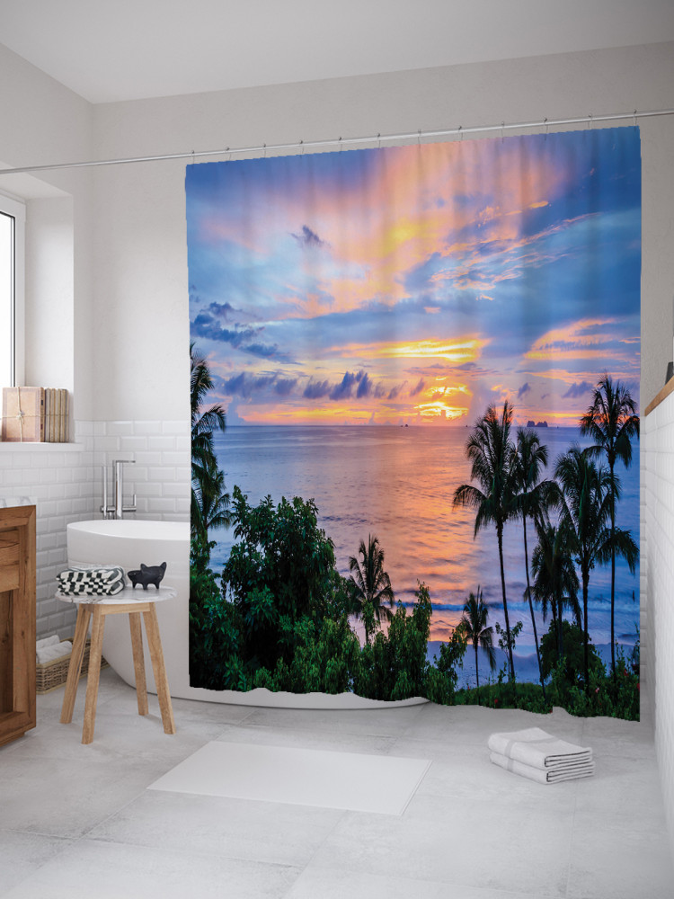 Штора для ванной с водоотталкивающей пропиткой «Ураган вдали» | JoyArty