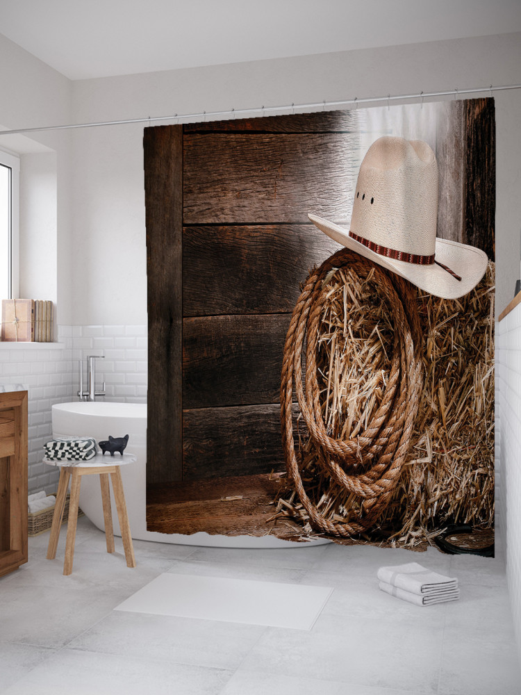 Штора для ванной с водоотталкивающей пропиткой «Шляпа ждет ковбоя» | JoyArty
