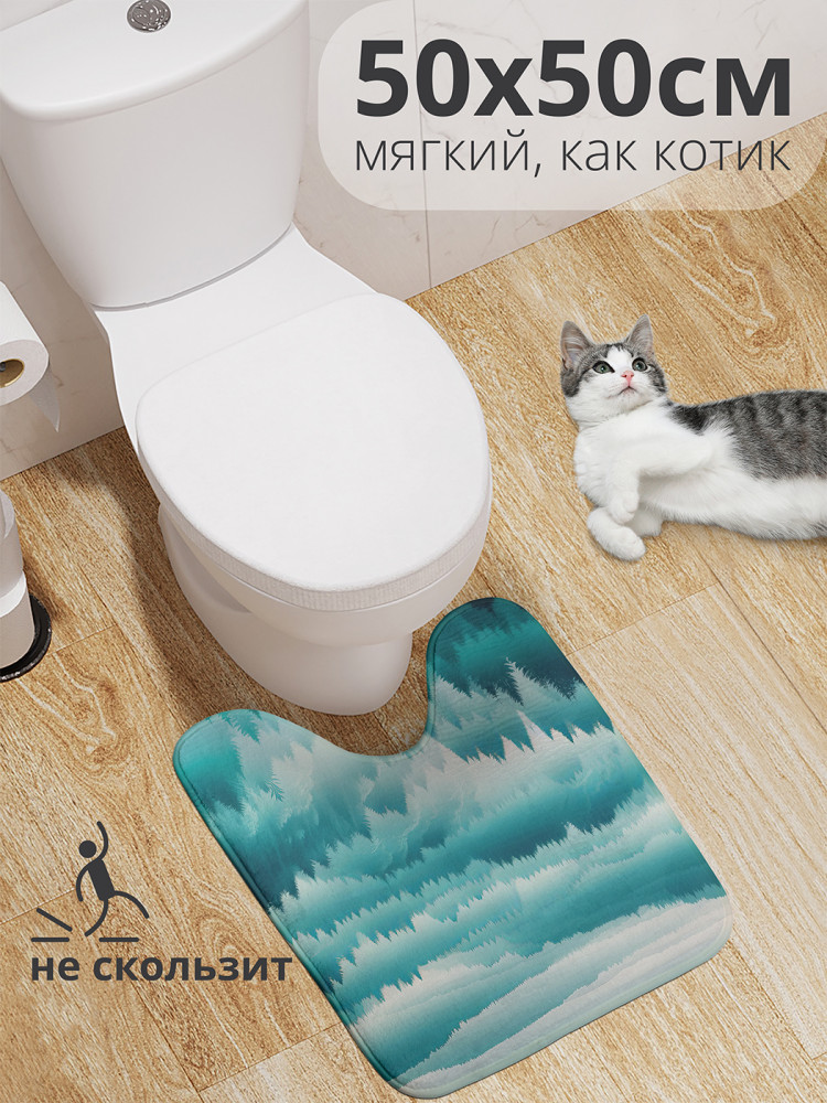 Коврик для туалета с вырезом противоскользящий «Лесной пейзаж» | JoyArty