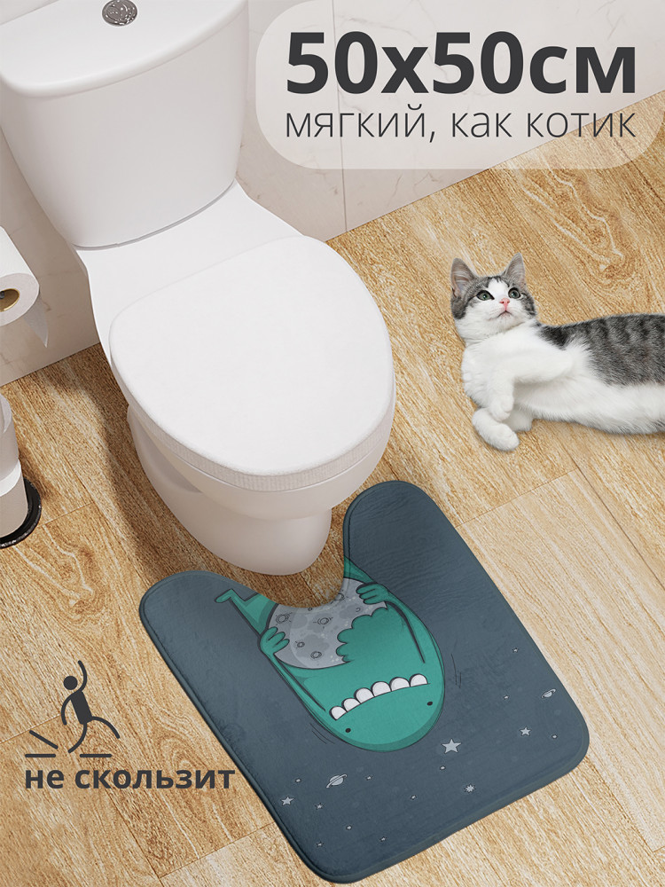 Коврик для туалета с вырезом противоскользящий «Монстрик с печеньем» | JoyArty