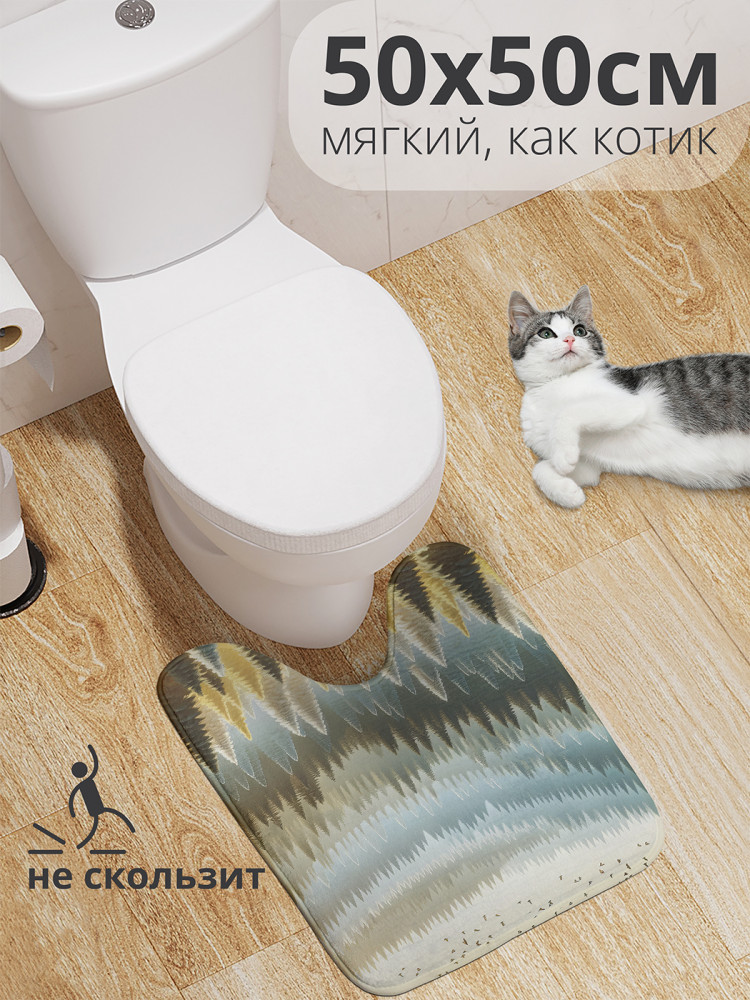 Коврик для туалета с вырезом противоскользящий «Пейзаж леса» | JoyArty