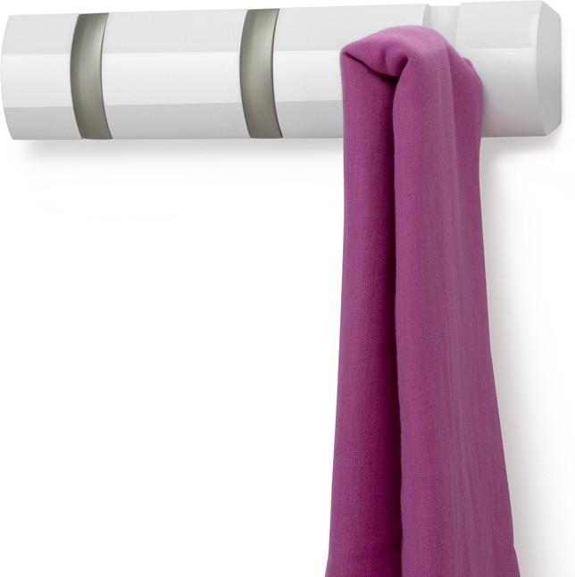 Вешалка настенная горизонтальная «Flip» (3 крючка), белая | Flip | Umbra