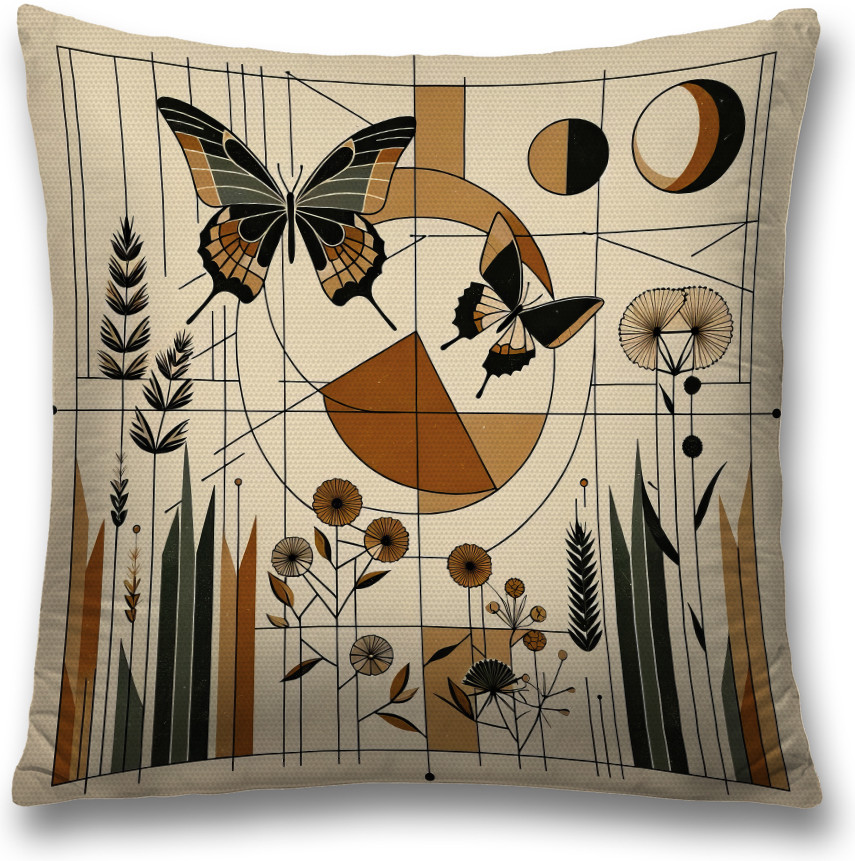 Наволочка декоративная «Бабочки в квадрате» | JoyArty