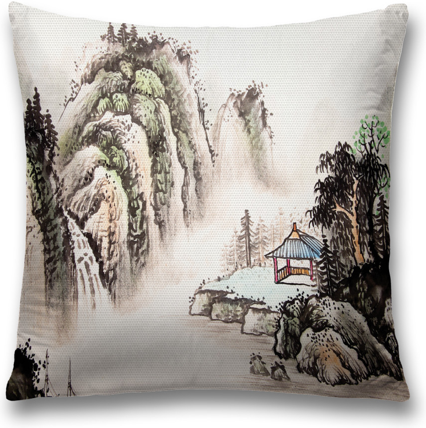 Наволочка декоративная «Беседка зимой в горах» | JoyArty
