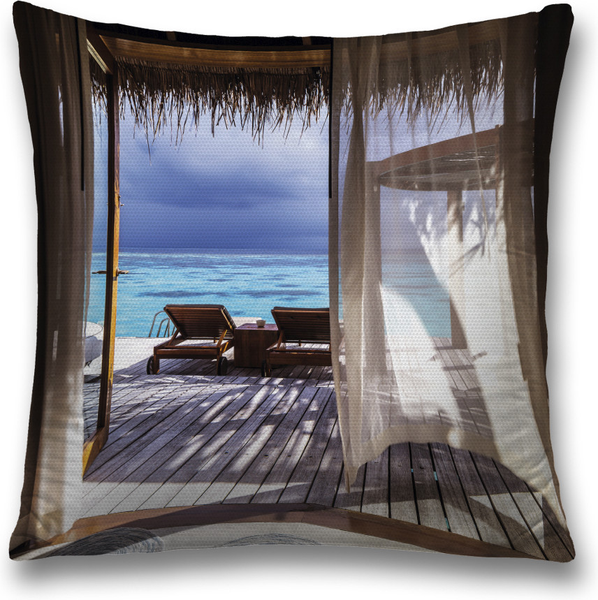 Наволочка декоративная «Бунгало у моря» | JoyArty