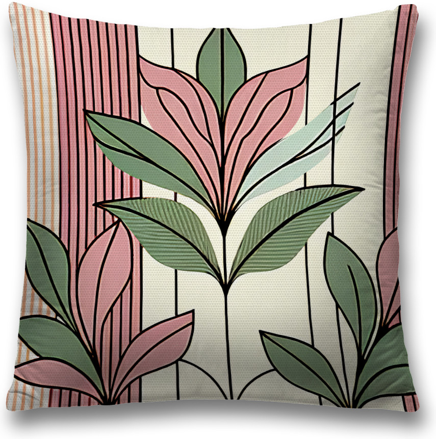 Наволочка декоративная «Графические листья» | JoyArty